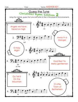 Guess the Christmas Tune Singing Solfege Christmas Worksheets