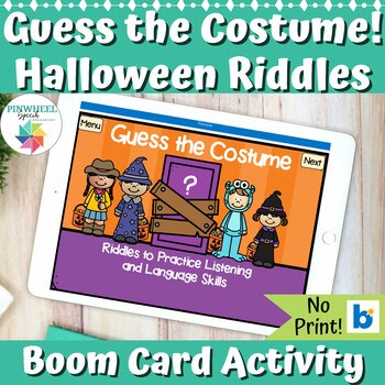 Preview of Guess the Costume! Halloween Speech Therapy Boom Cards™ Inferencing Activity