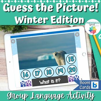 Preview of Guess the Winter Mystery Picture Boom Cards™ Speech Therapy Language Activity