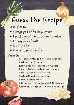 Preview of Guess the Recipe-Procedural Text Practice