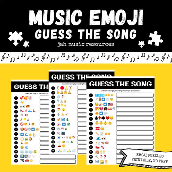 Preview of Guess the Song Printable Music Worksheet | Emoji Style