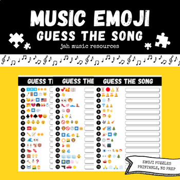 Preview of Guess the Song Printable Music Worksheet | Emoji Style