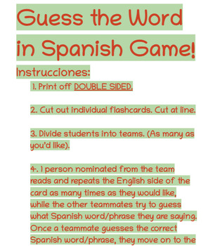 Preview of Guess the Word in Spanish Game!