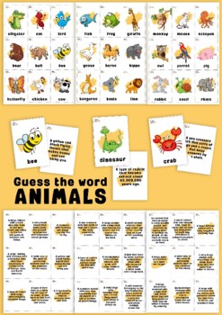 Preview of Guess the word game. ANIMALS.