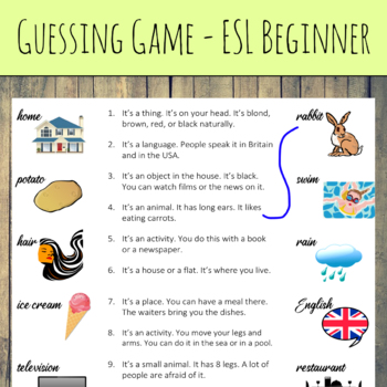 guessing game worksheets 8 pages esl efl beginner by delta class