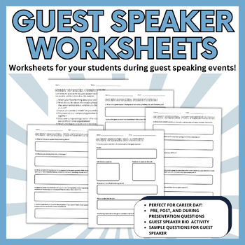 Preview of Guest Speaker Worksheets For Presentations; STEM Career Day Questions