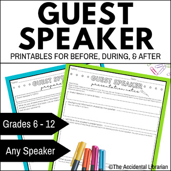 Preview of Guest Speaker Worksheets for Before During and After