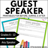 Guest Speaker Worksheets for Before During and After
