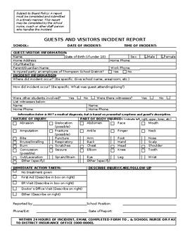 Preview of well organized guests & visitors incident report(editable & fillable resource)