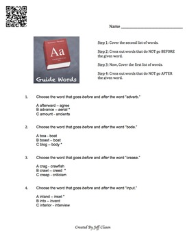 Preview of Guide Words Lesson and Practice Worksheet