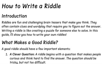 Preview of Guide on how to write a riddle