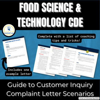 Preview of Guide to Customer Complaint Letters: FFA Food Science & Technology CDE