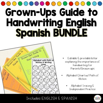 Preview of Guide to Handwriting for Parents Grown Ups EDITABLE - English & Spanish BUNDLE