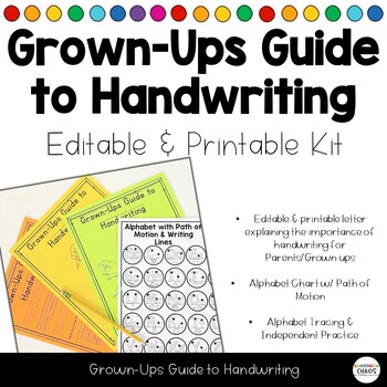 Preview of Guide to Handwriting for Parents Grown Ups EDITABLE for Kindergarten