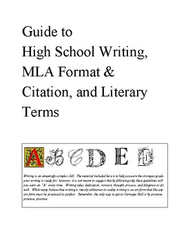 Preview of Guide to  High School Writing, MLA Format & Citation, and Literary Terms