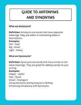 synonyms from assignment