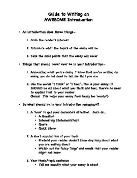 Guide to Writing an Awesome Introduction by Miss C's Class | TpT
