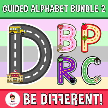 Preview of Guided Alphabet Clipart Letters Bundle 2 Uppercase Lowercase Numbers Symbols