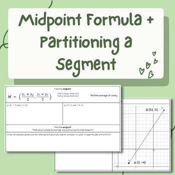 Preview of Guided Class Notes Lesson Midpoint Formula & Partitioning a Segment