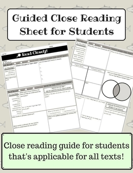 Preview of Guided Close Reading Sheet