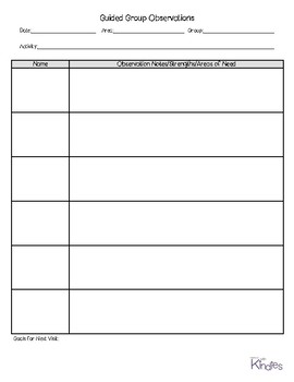 Guided Group Observation Recording Sheet by Keeping Up With Kindies
