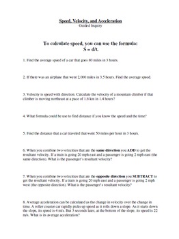 Fillable Online 2: Speed and Velocity Worksheet Fax Email Print - pdfFiller