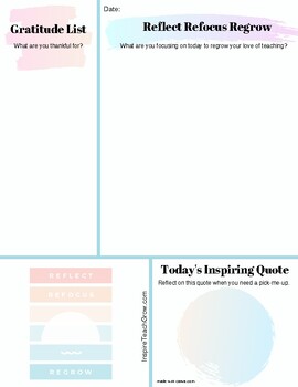 Preview of Guided Journal Page- Reflect Refocus- FREE