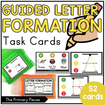 Preview of Guided Letter Formation Task Cards Letter Tracing Task Boxes