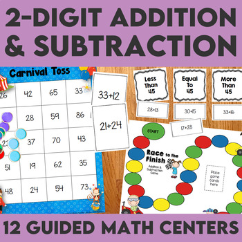 2-Digit Addition and Subtraction Guided Math Centers by Mrs Beattie's ...