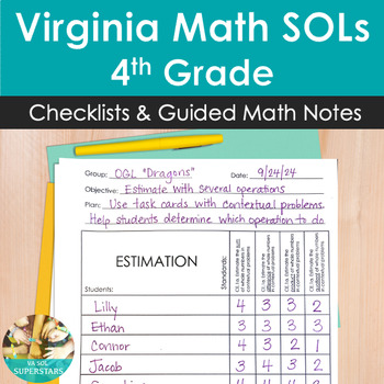 Preview of Guided Math Checklists by Standard - 4th Grade Virginia Math SOLs