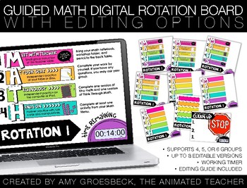 Preview of Guided Math Digital Rotation Board Pack with Timers