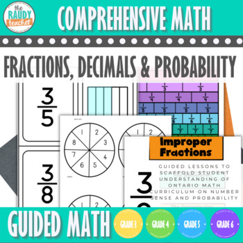 Preview of Ontario Guided Math Unit - FRACTIONS DECIMALS PROBABILITY - Grades 3,4, 5, 6