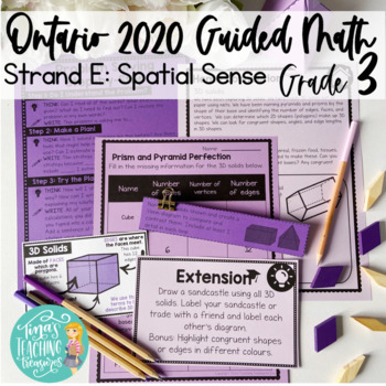 Preview of Spatial Sense Grade 3 Ontario 2020 Math Geometry, Measurement, Metric Unit, Time