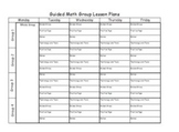 Guided Math Groups Editable Lesson Plan document (Excel)