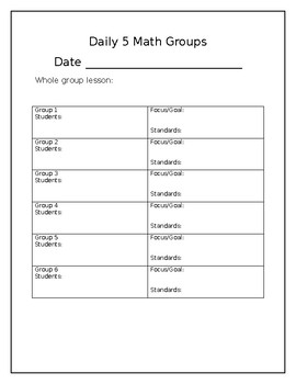 Preview of Guided Math Groups Lesson Plan Template