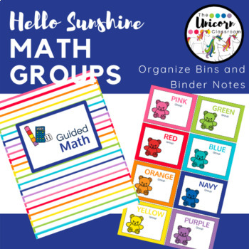 Preview of Guided Math Groups Organization Binder in Rainbow Colors