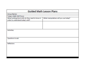 Preview of Guided Math Lesson Plan Form
