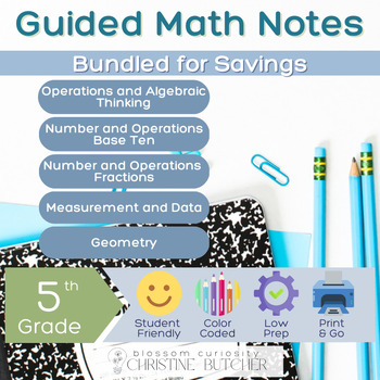 Preview of Guided Math Notes Bundle for Fifth Grade
