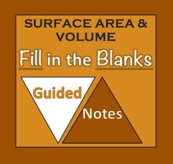 Preview of DIGITAL Fill in the Blanks - SURFACE AREA & VOLUME