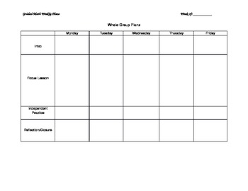 Preview of Guided Math Planning Template
