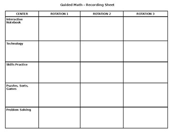 Preview of Guided Math Recording Sheet