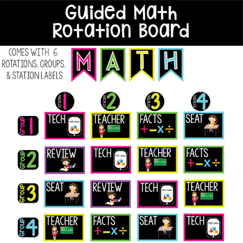 Preview of Guided Math Rotation Board | Math Station Board | Guided Math Station Labels