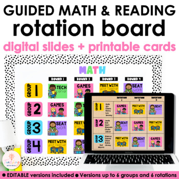 Preview of Guided Math Rotations Board and Reading Rotations Board - Digital and Print