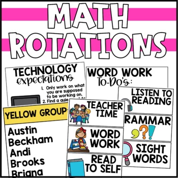 Preview of Guided Math Rotations Chart - Editable!