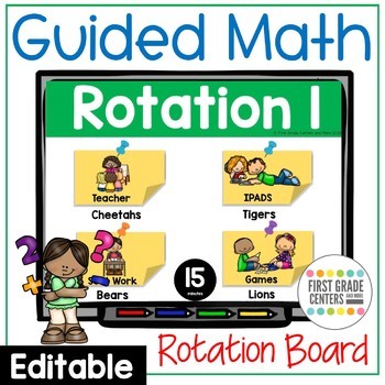 Preview of Math Center Rotation Slides with Timers Editable Digital