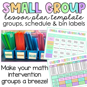 Preview of Guided Math | Small Group Schedule | Lesson Plan Template | Bin Labels