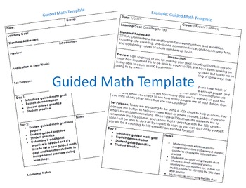 Preview of Guided Math Template and Example