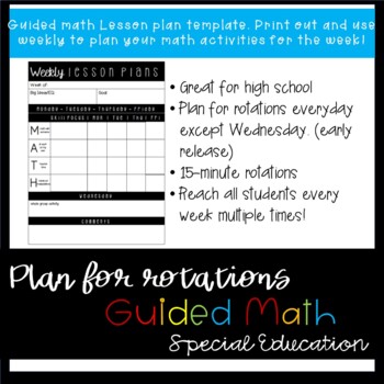 Preview of Guided Math Weekly Lesson Plan Template