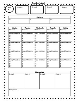Guided Math Weekly Lesson Planning Template By KACreations TPT