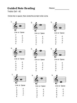Guided Note Reading - Treble Clef #2 by Eric Taylor | TpT
